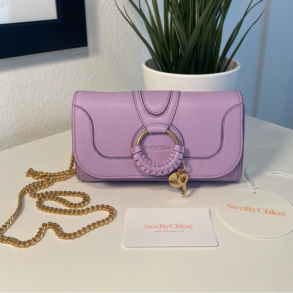 See By Chloe Lilac Wallet with Gold Chain